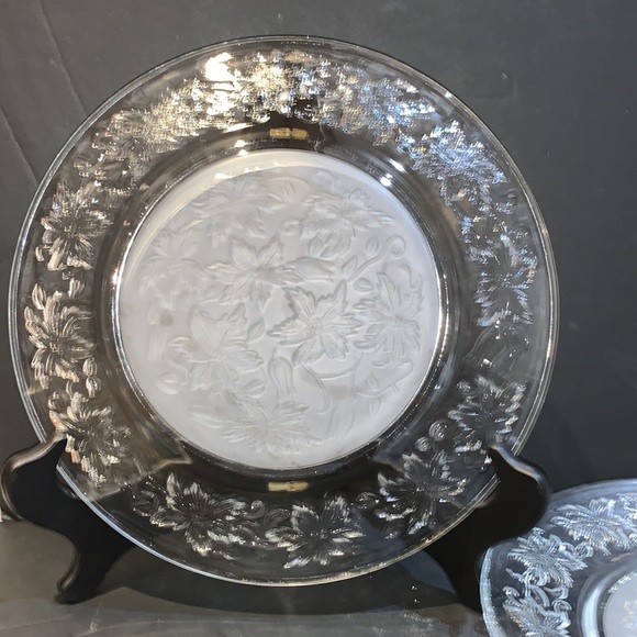 Princess House Crystal China Plates Etch Poinsettia Rare Collection Vintage - Picture 4 of 4